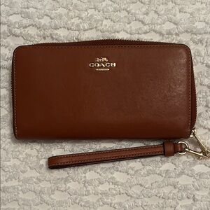 Coach Tan Leather Zip-Around Wallet